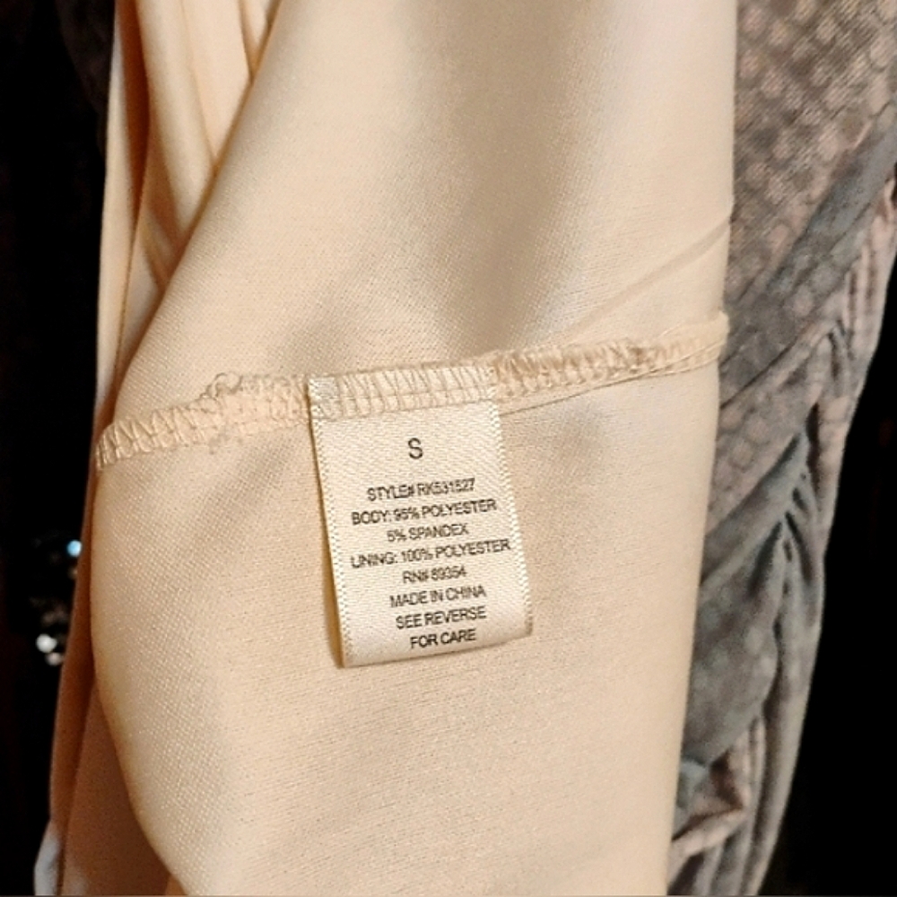 5/$50 No Comment Sheer Rouched Maxi Dress Snake Print Pink/Green/Grey Sz. S - Picture 6 of 6